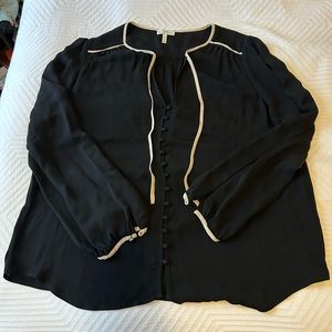 Joie black silk long sleeve blouse